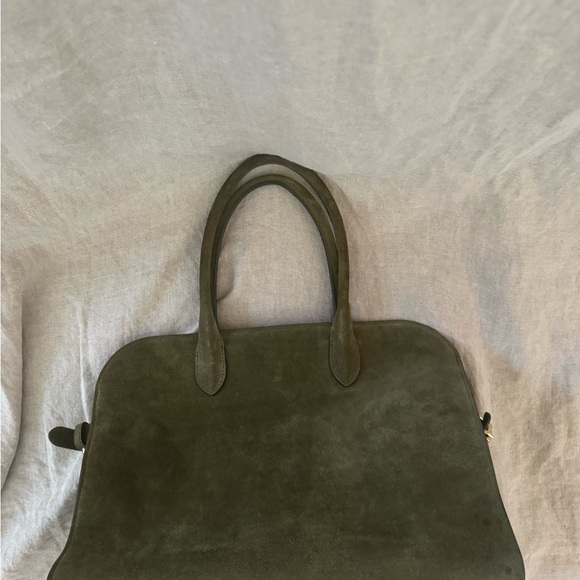 Italian Olive Green Suede Tote Bag | made in Italy - Picture 2 of 6
